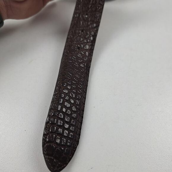 Genuine Alligator Leather Belt Mens 38 Brown Solid Brass Buckle Handcrafted USA - Picture 13 of 13